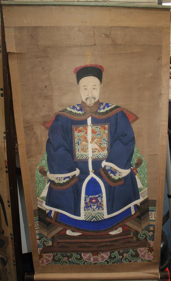Two Chinese scroll paintings, Qing dynasty, image 106 x 55.5cm